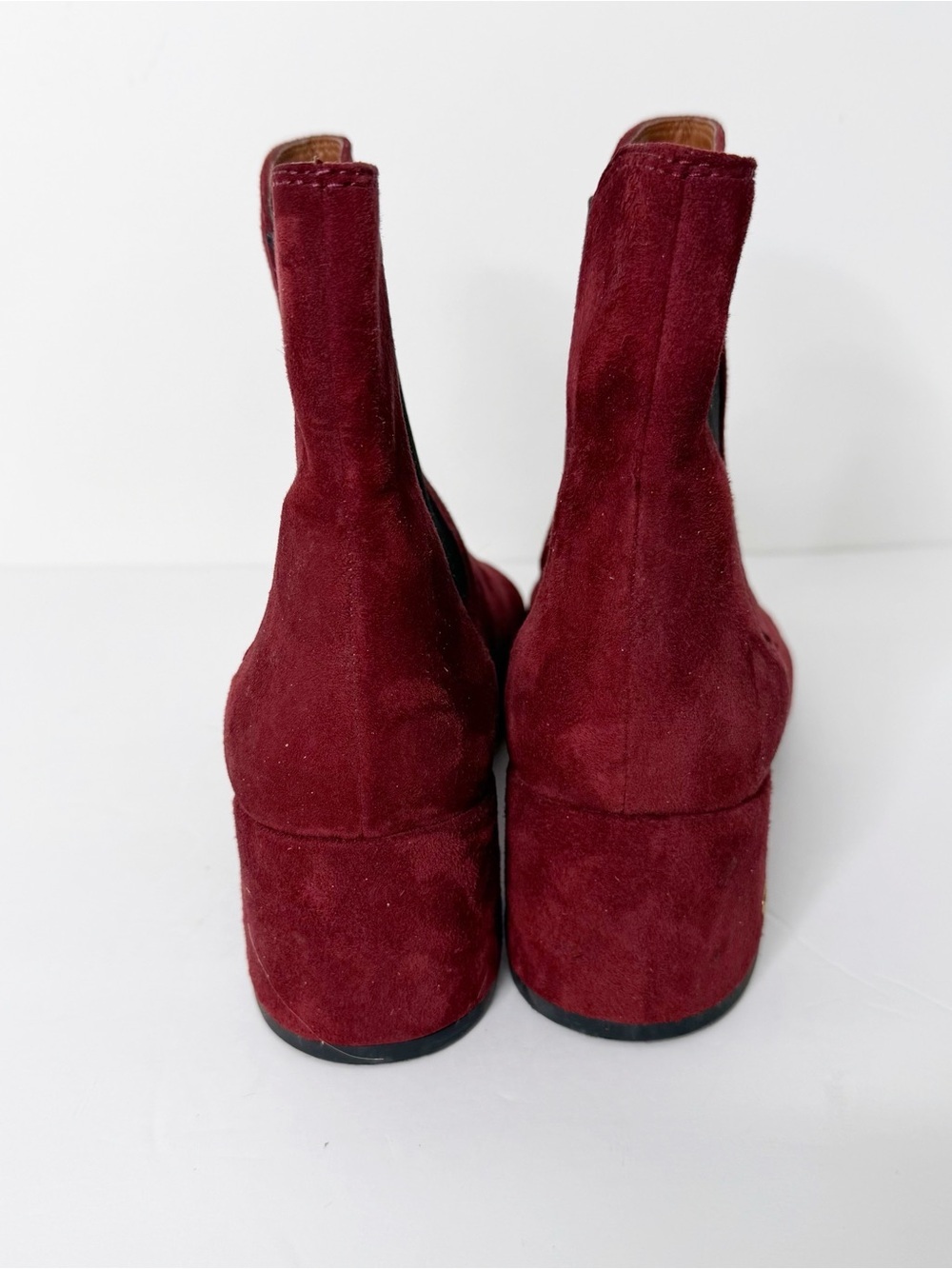 COACH | Ankle Slip On Suede Bootie Boots Shoes In Wine Burgundy Sz. 8 - Picture 4 of 7